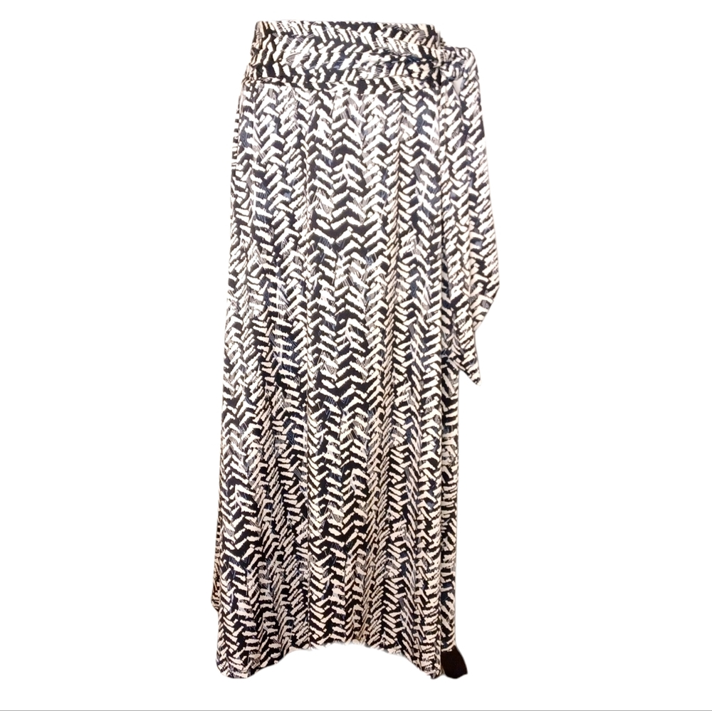 NY Collection Stretch Print Faux Wrap Maxi Skirt Women's Petite Sz Med